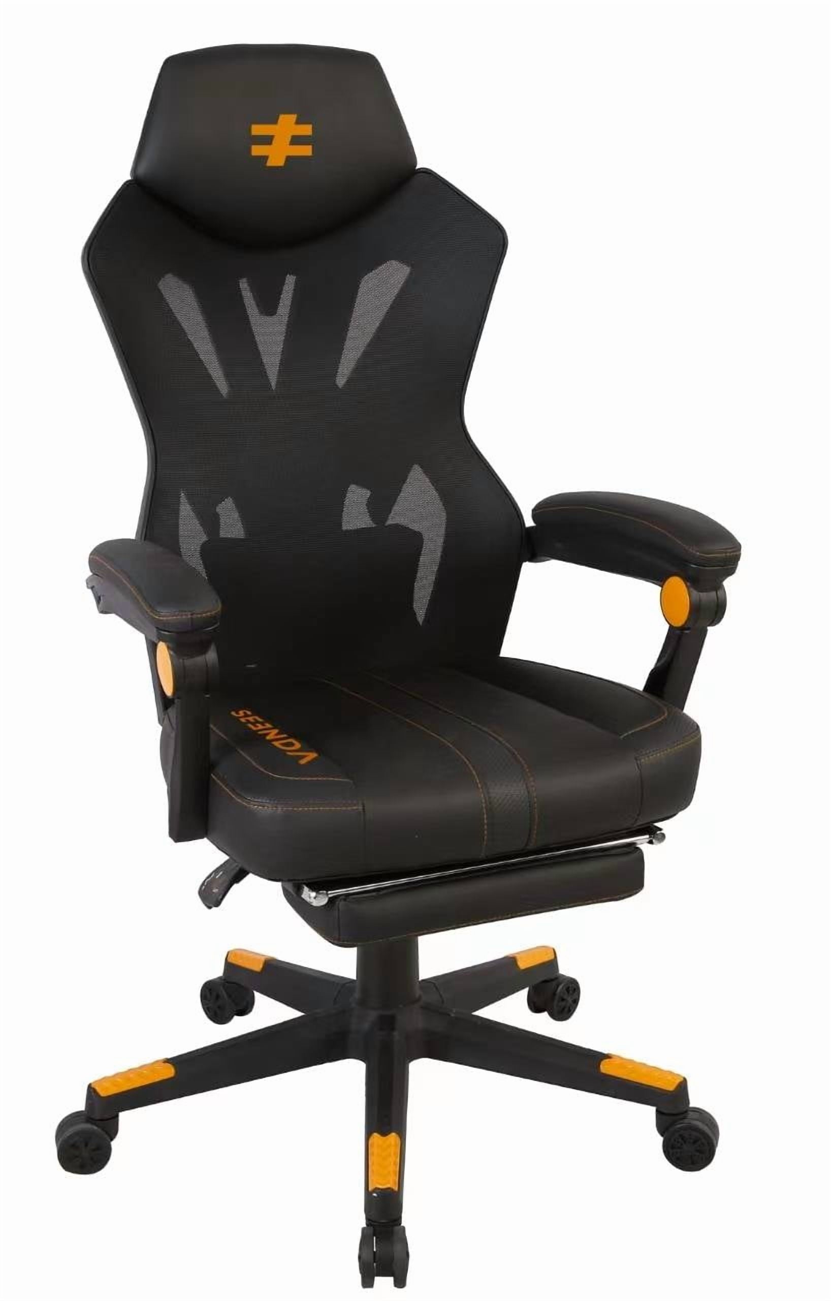 Seenda Gaming Chair, Computer Chair with Mesh Back, Ergonomic Office Desk Chair with Footrest, Reclining Video Game Chair with Adjustable Headrest and Lumbar Support for Gaming and Office