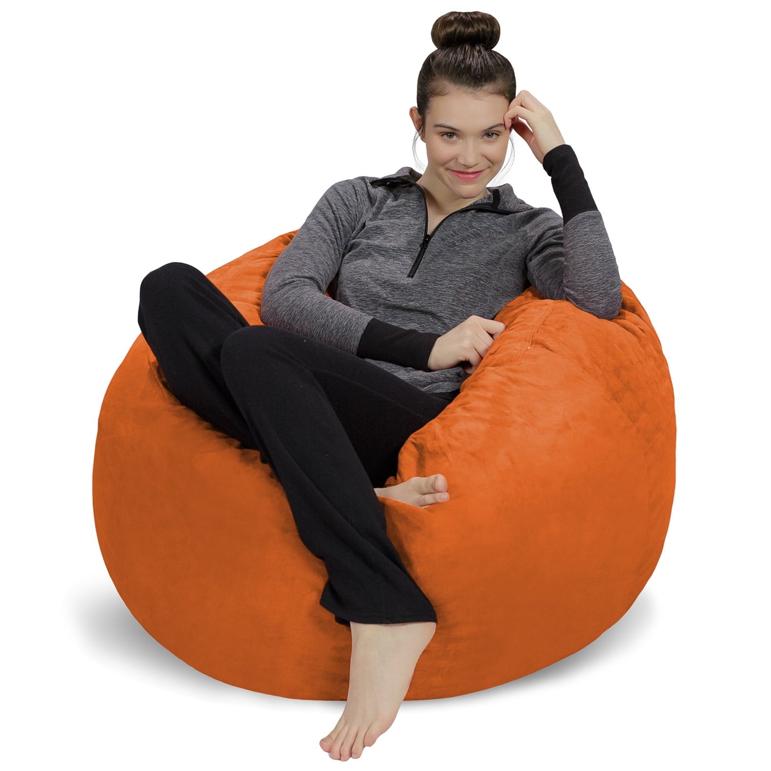 Sofa Sack Bean Bag Chair, Memory Foam Lounger with Microsuede Cover, Kids, 3 ft, Charcoal