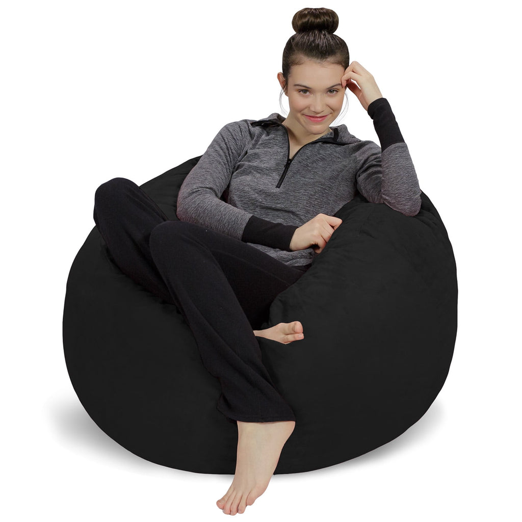 Sofa Sack Bean Bag Chair, Memory Foam Lounger with Microsuede Cover, Kids, 3 ft, Charcoal