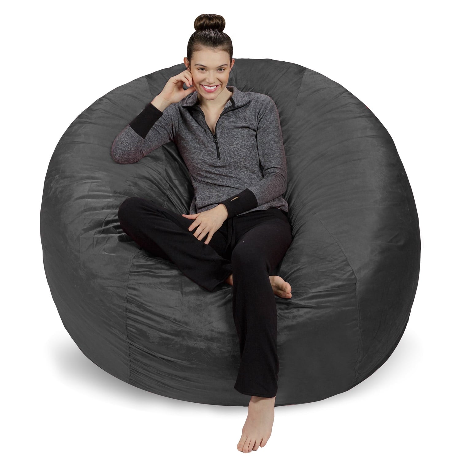Sofa Sack Bean Bag Chair, Memory Foam with Microsuede Cover, Kids, Adults, 6 ft, Charcoal