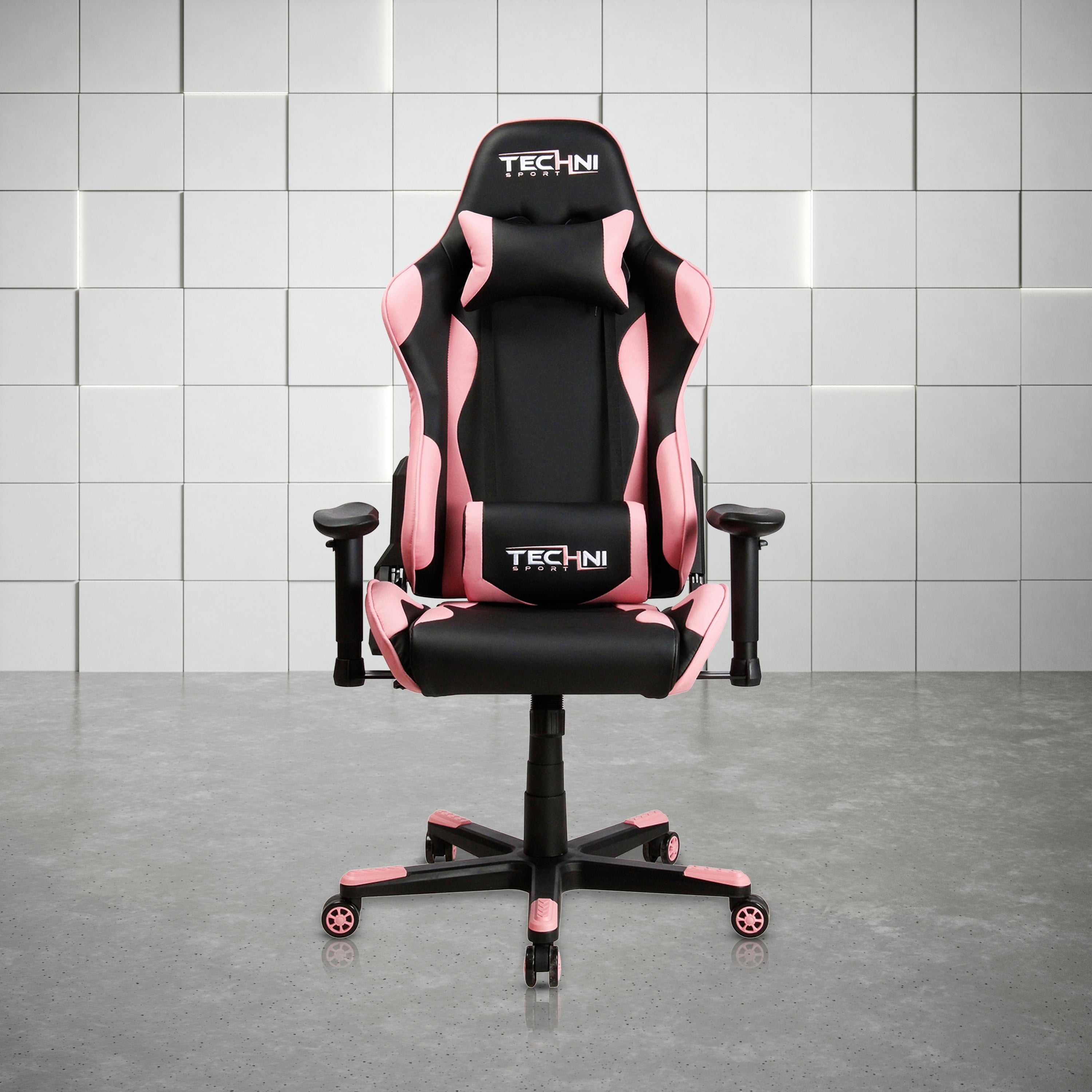 Techni Sport TS-4300 Ergonomic High Back Racer Style PC Gaming Chair with Memory Foam Seat, Pink RTA-TS43-PNK