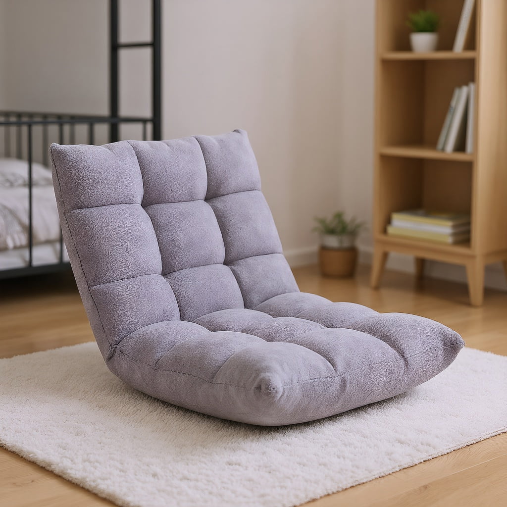 YYAo Floor Gaming Chair, Recliner,Meditation Floor Chair,Adjustable 14-position Cushioned Floor Chair-Gray