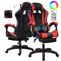 Zksm Gaming Chair with Speakers Lights Footrest Video Game Chair Bluetooth RGB Height Adjustable Ergonomic Computer Office Desk Chair Black Red