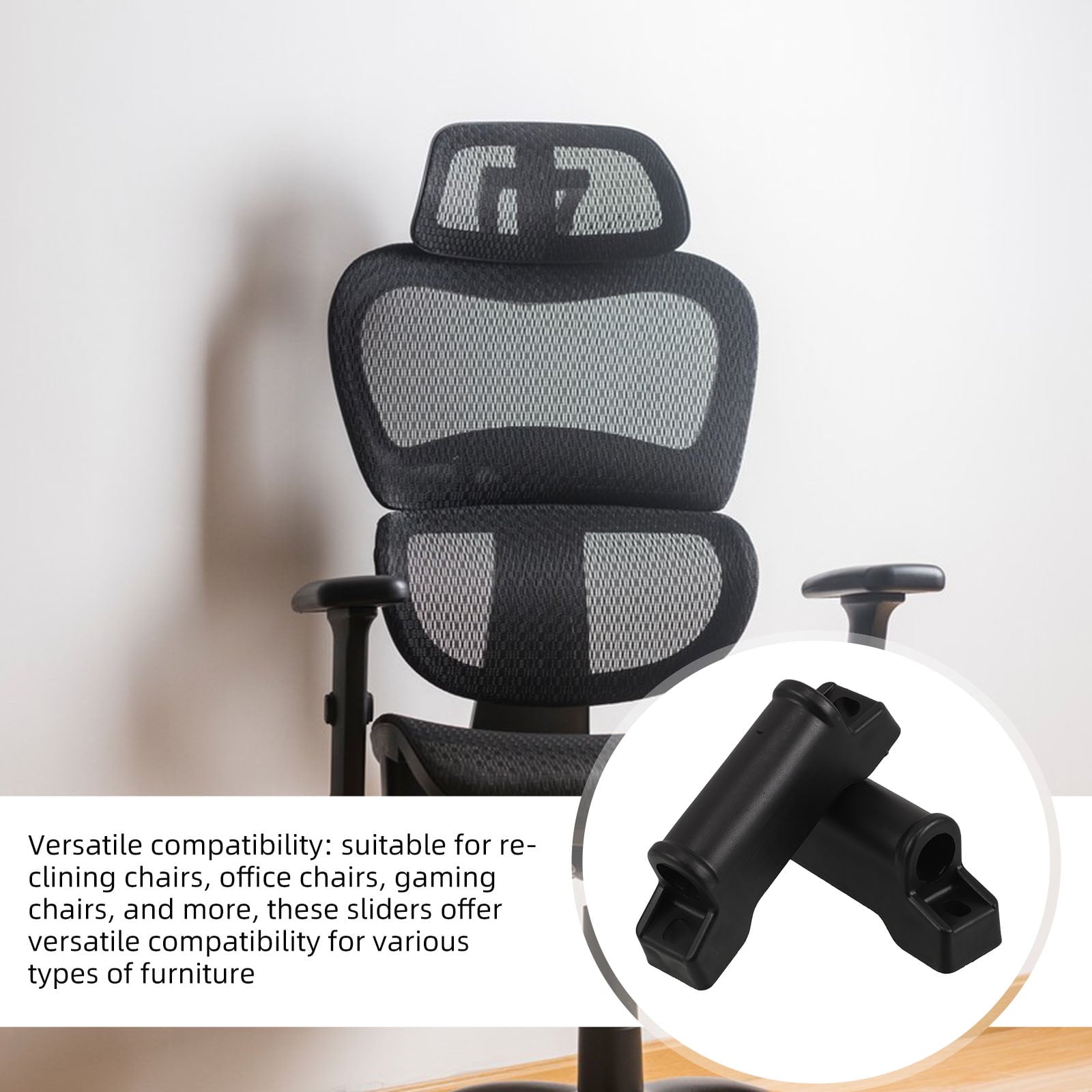 Hemoton  2 Pcs Gaming Chair Footrest Attachment Sliders Office Black