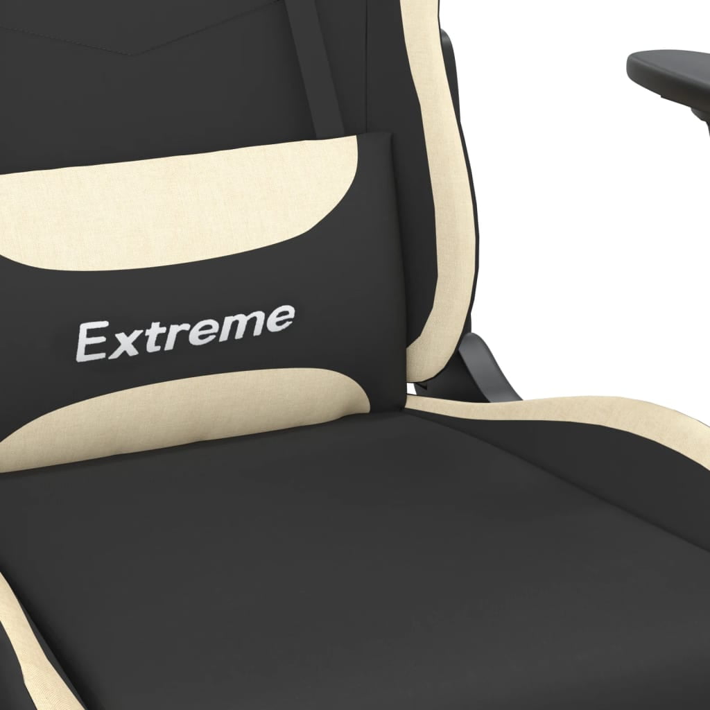 vidaXL Massage Gaming Chair with Footrest, Reclining, Height Adjustable, Swivel, Black & Cream