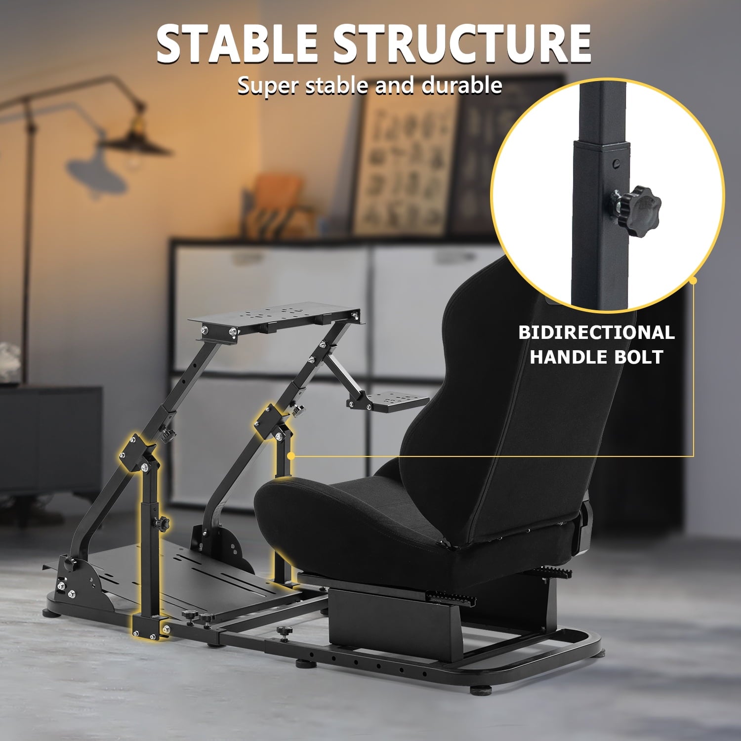 Marada Racing Cockpit with Seat Foldable Compatible with Logitech G25 G27 G29 G920 Thrustmaster T80 T150