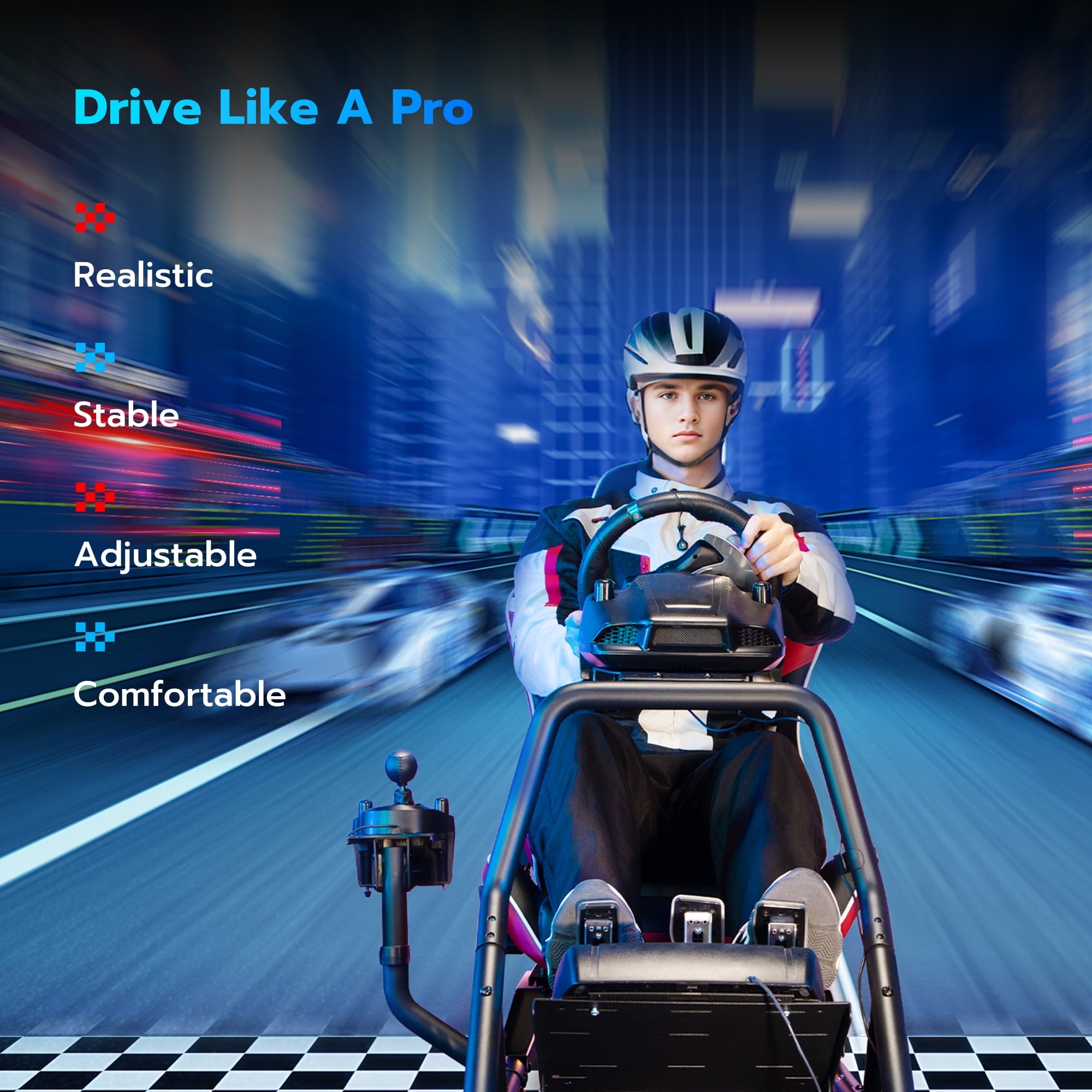 ARES WING Racing Simulator Cockpit with Gaming Chair Fit Logitech Thrustmaster Xbox