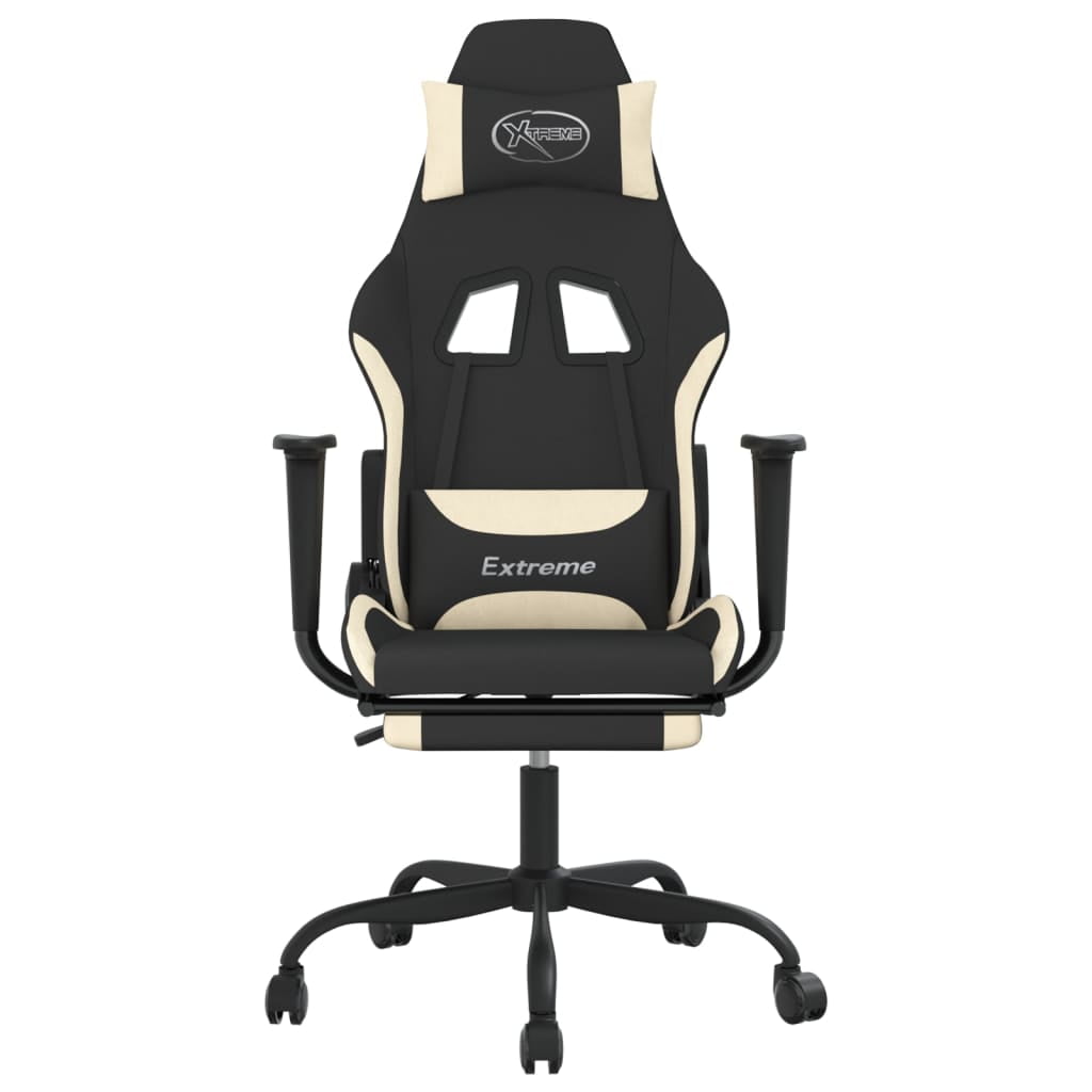vidaXL Massage Gaming Chair with Footrest, Reclining, Height Adjustable, Swivel, Black & Cream