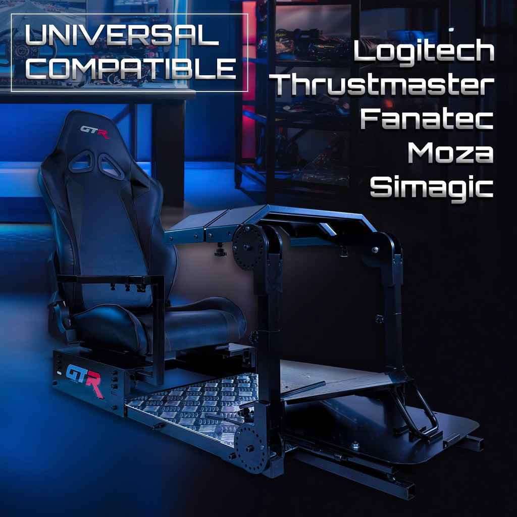 GTR Simulator GTA Pro Model Sim Rig – Strong Steel Chassis – Adjustable Wheel & Pedals