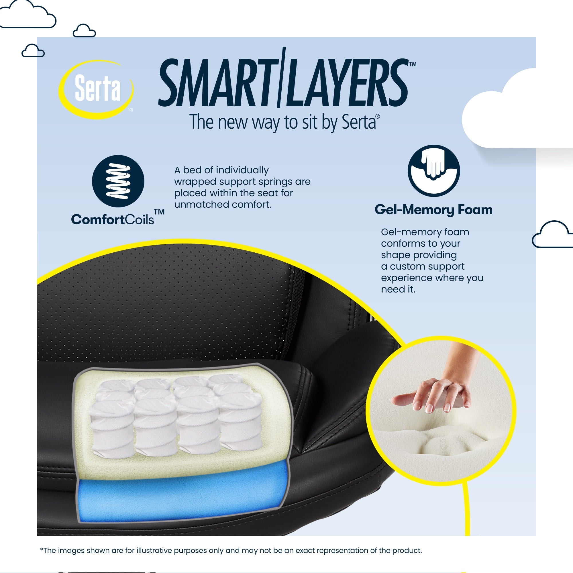 Serta Lumbar Support and Swivel Manager Desk Chair, Black