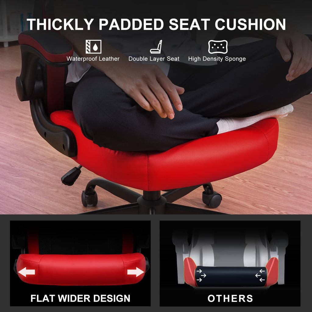 GTPLAYER Ergonomic 360° Swivel Gaming Computer Desk Chair with Footrest and Lumbar Support, Red