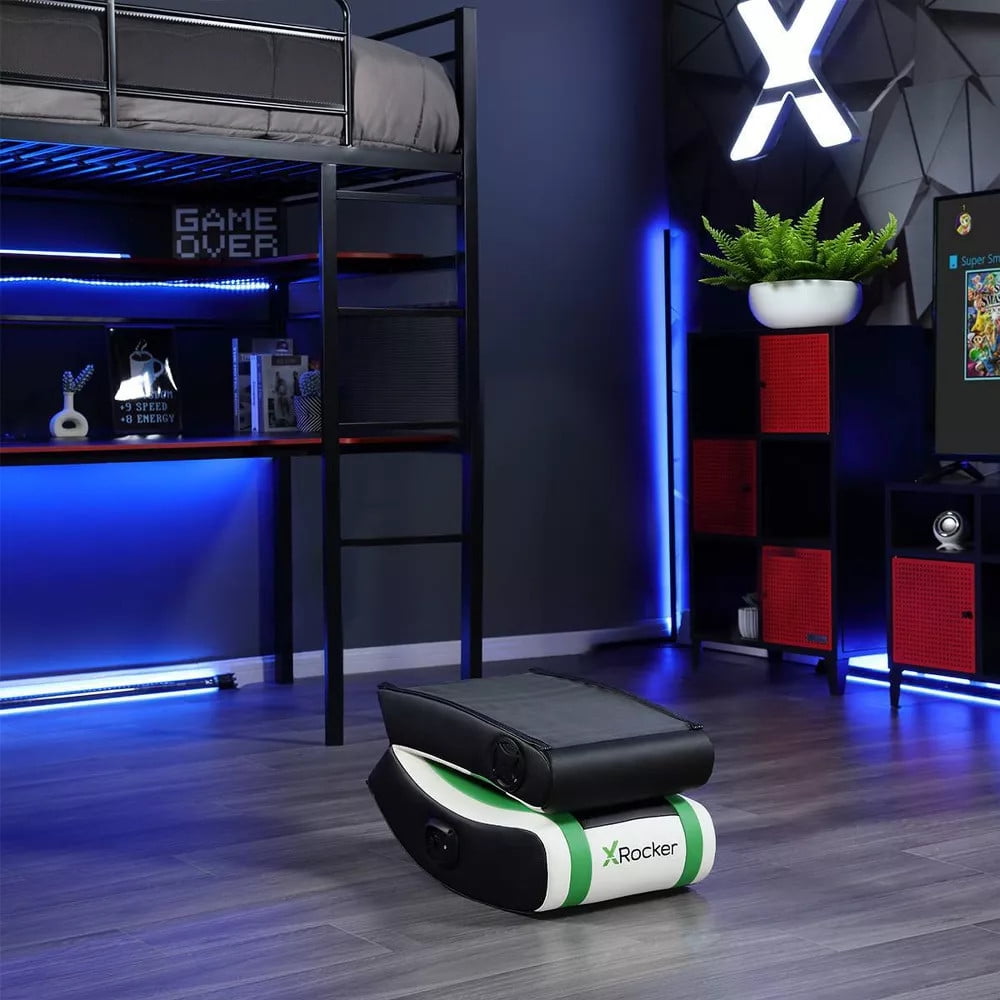 X Rocker Horizon RGB Lighting 2.0 Wired Floor Rocker Gaming Chair Green/Black