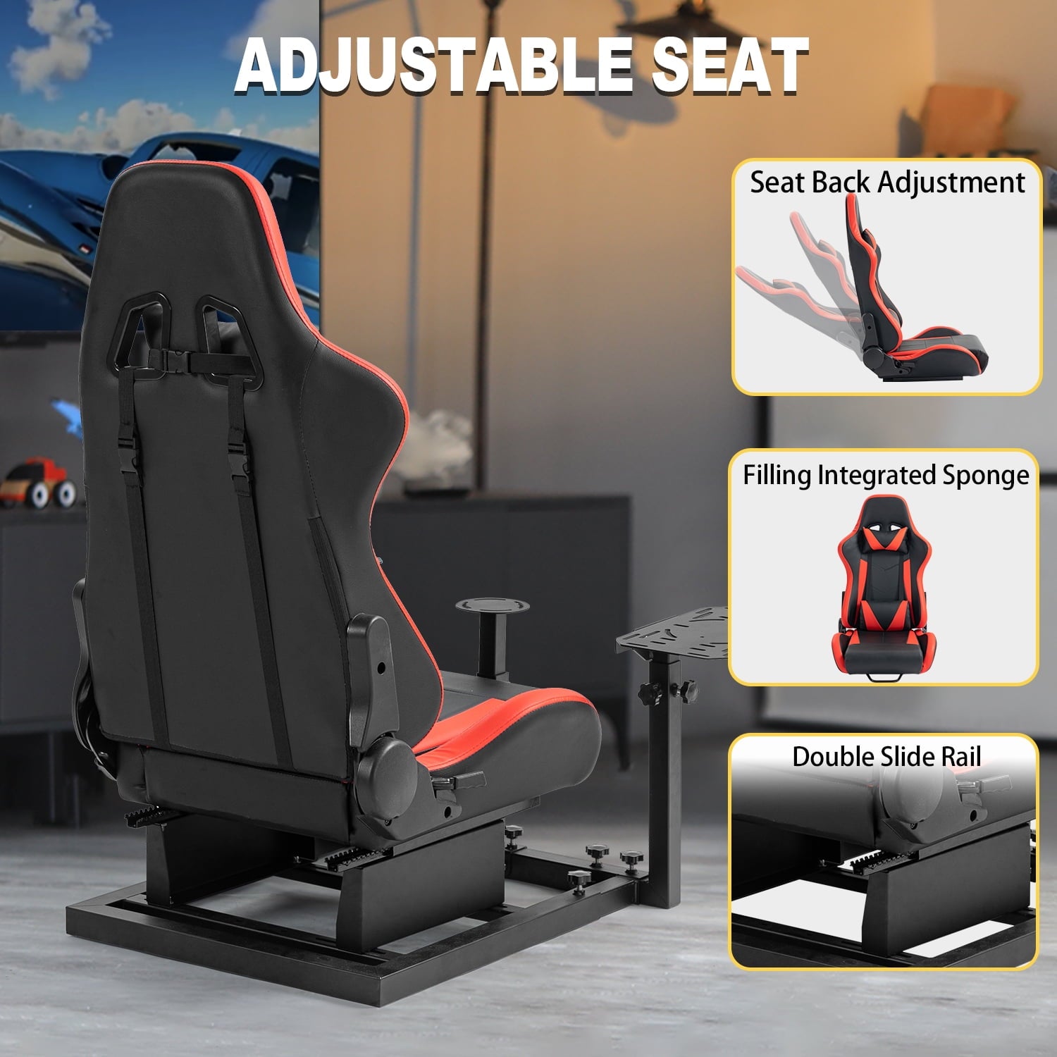 Marada Flight Simulator Cockpit with Game Chair Fit for Thrustmaster A10C Hotas Warthog