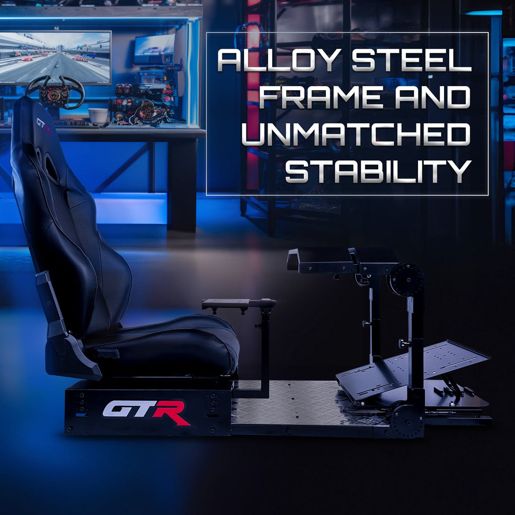GTR Simulator GTA Pro Model Sim Rig – Strong Steel Chassis – Adjustable Wheel & Pedals