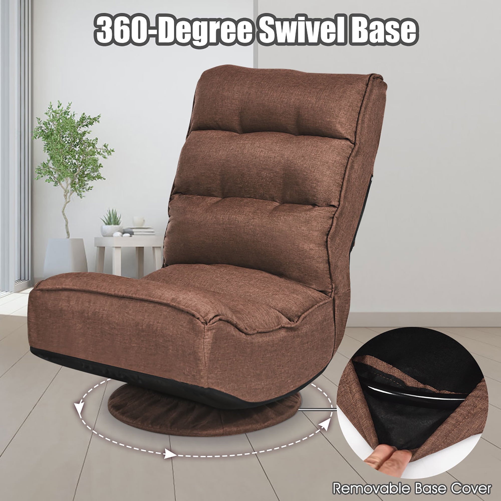 Costway  6-Position Folding Lazy Sofa  Gaming Chair Fabric  360 Degree Swivel Coffee