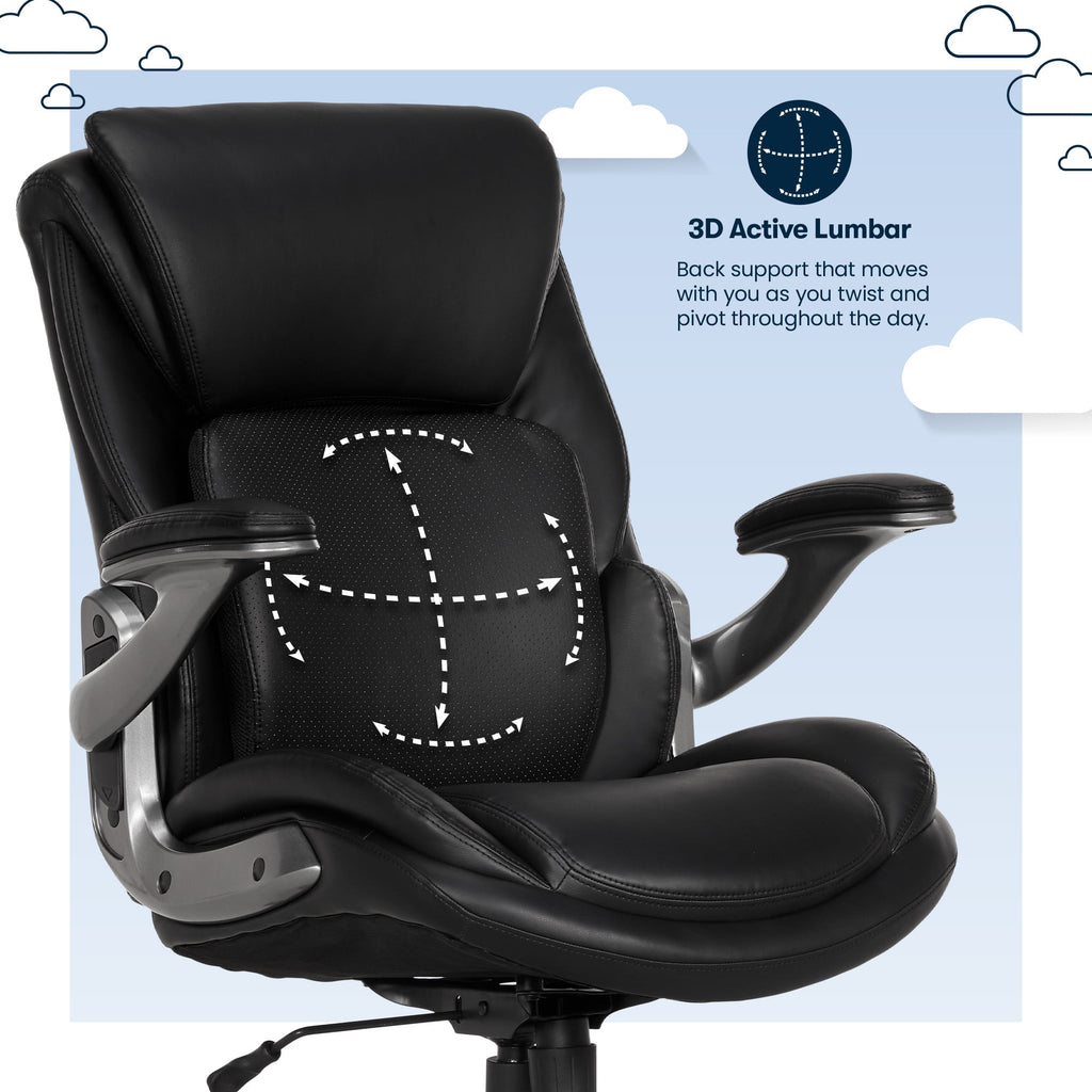 Serta Lumbar Support and Swivel Manager Desk Chair, Black