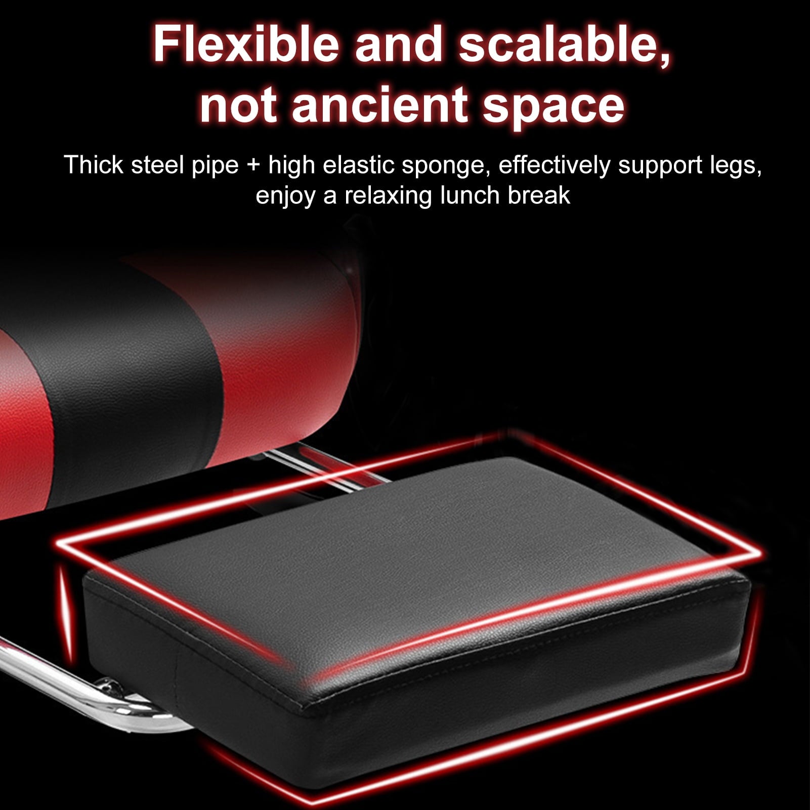 Zksm Gaming Chair with Speakers Lights Footrest Video Game Chair Bluetooth RGB Height Adjustable Ergonomic Computer Office Desk Chair Black Red