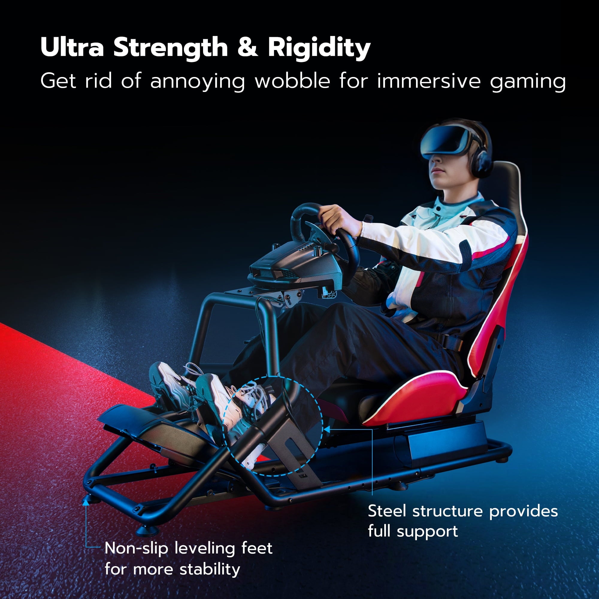 ARES WING Racing Simulator Cockpit with Gaming Chair Fit Logitech Thrustmaster Xbox