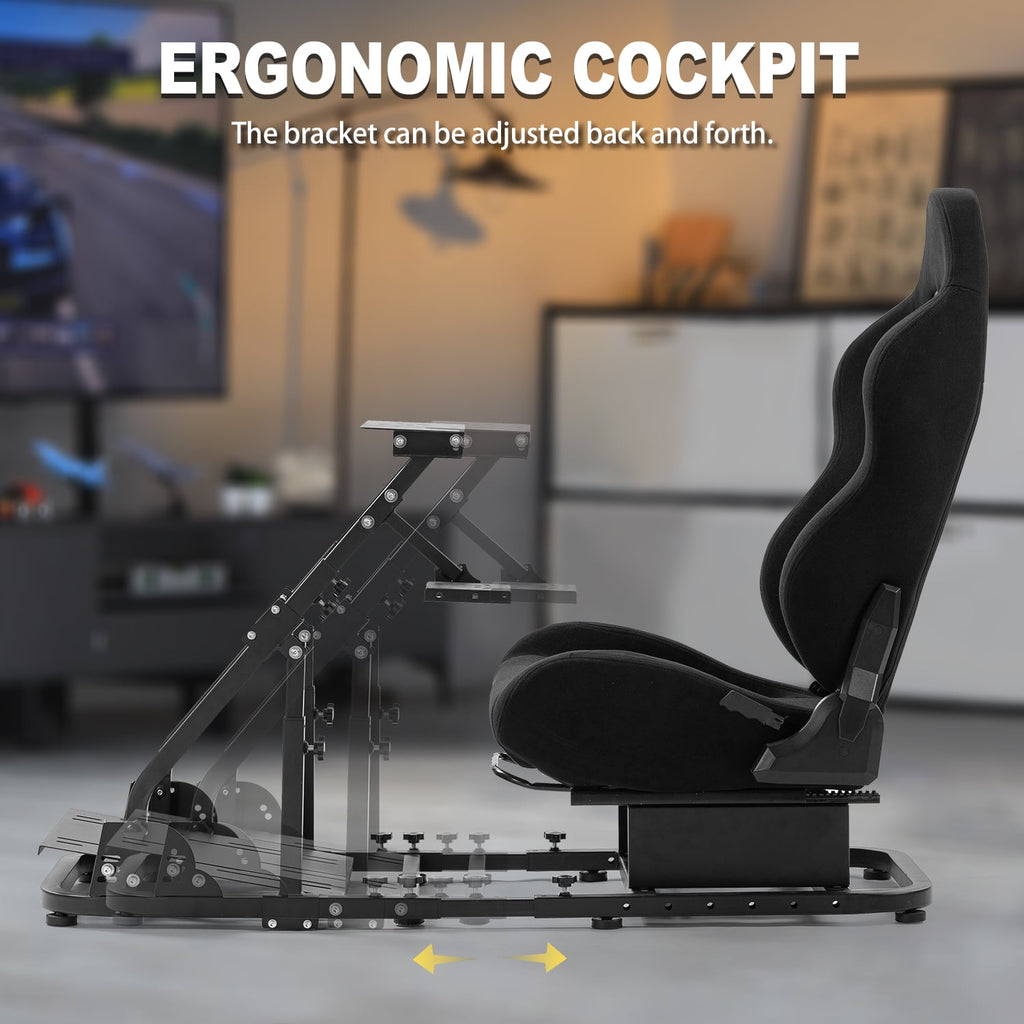 Marada Racing Cockpit with Seat Foldable Compatible with Logitech G25 G27 G29 G920 Thrustmaster T80 T150