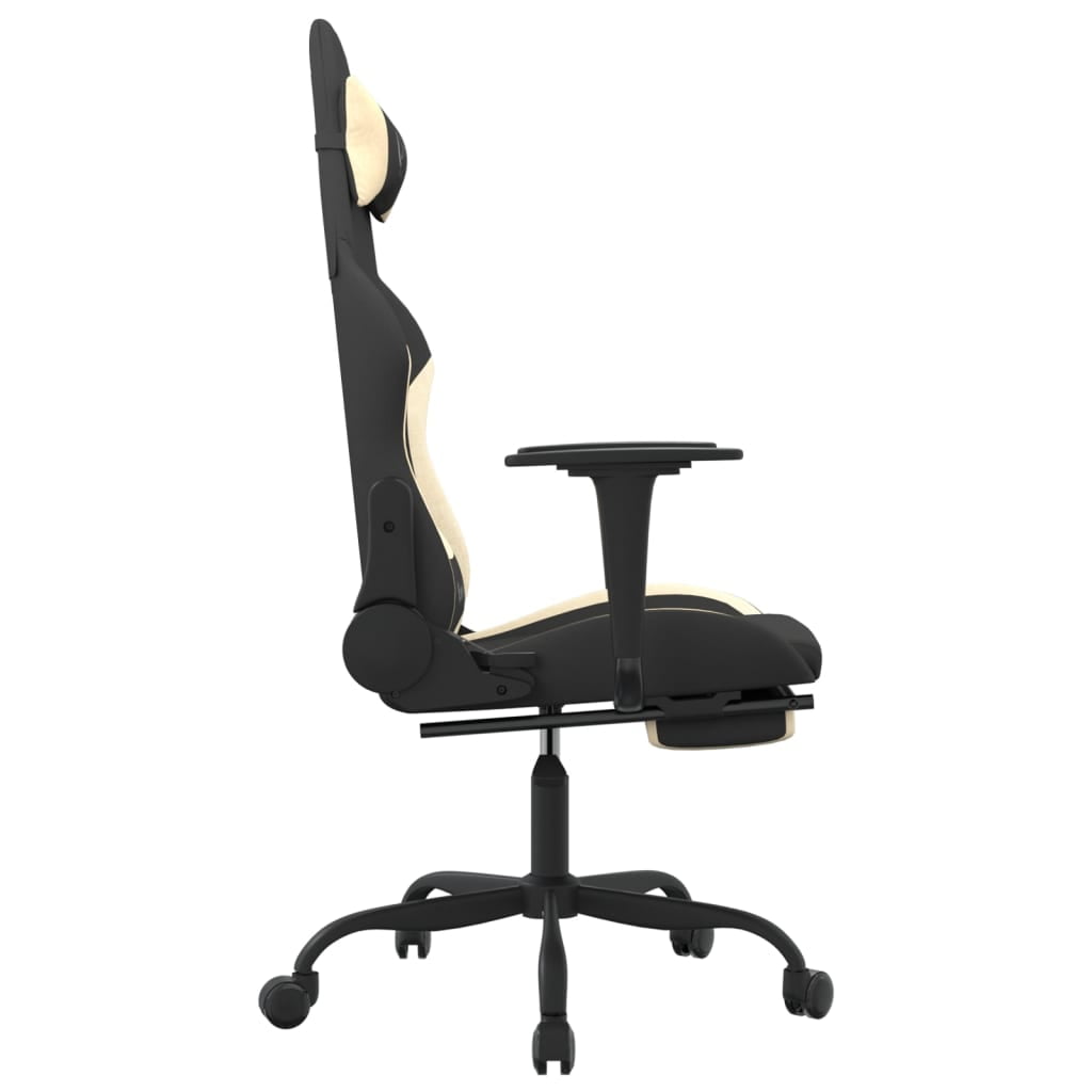 vidaXL Massage Gaming Chair with Footrest, Reclining, Height Adjustable, Swivel, Black & Cream