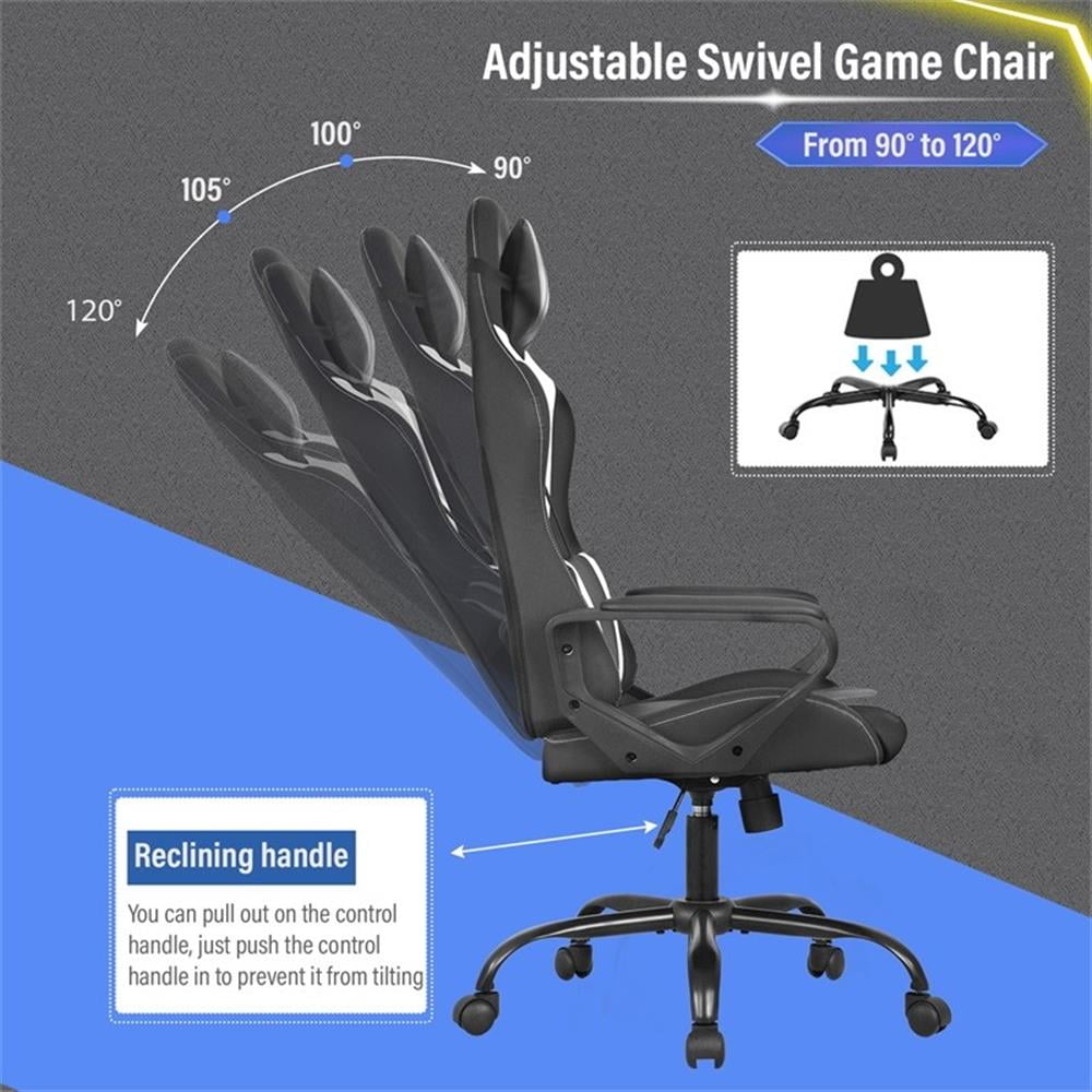 Furniture of America Igra Faux Leather Gaming Desk Chair in Black and White