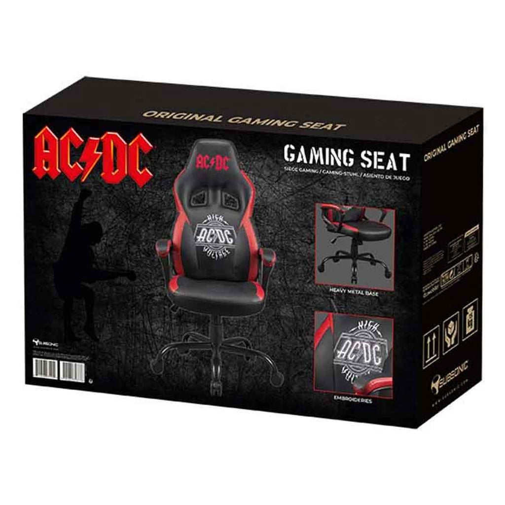 Subsonic Gaming Chair AC/DC, Ergonomic Office Chair for Gamer with Adjustable Armrests - Black & Red
