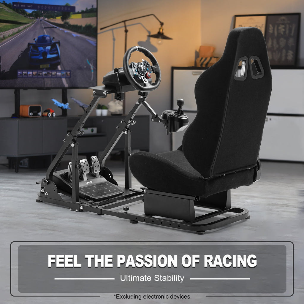 Marada Racing Cockpit with Seat Foldable Compatible with Logitech G25 G27 G29 G920 Thrustmaster T80 T150