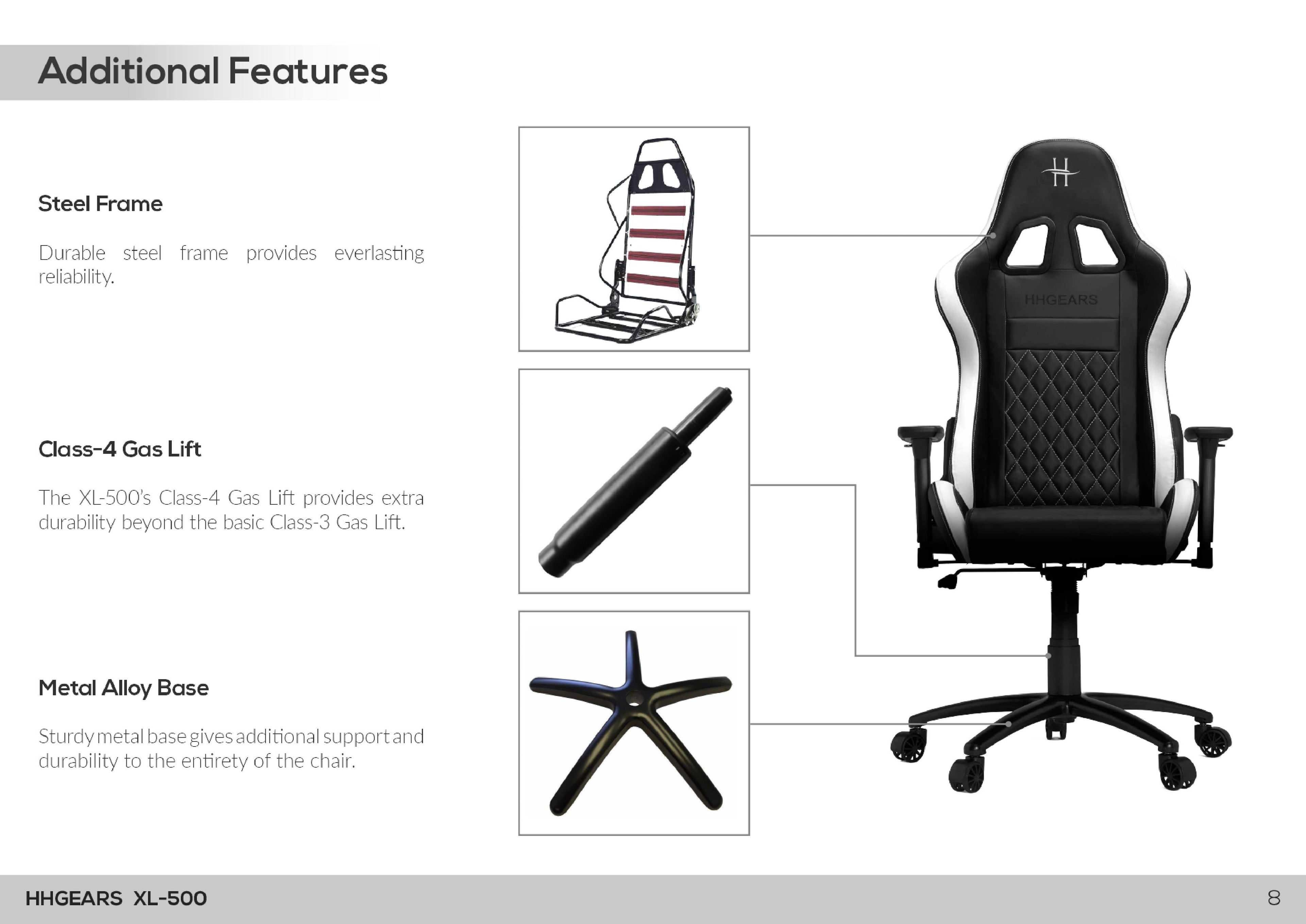 HHGears XL 500 Series Gaming Chair Black and Blue with Headrest/Lumbar Pillows