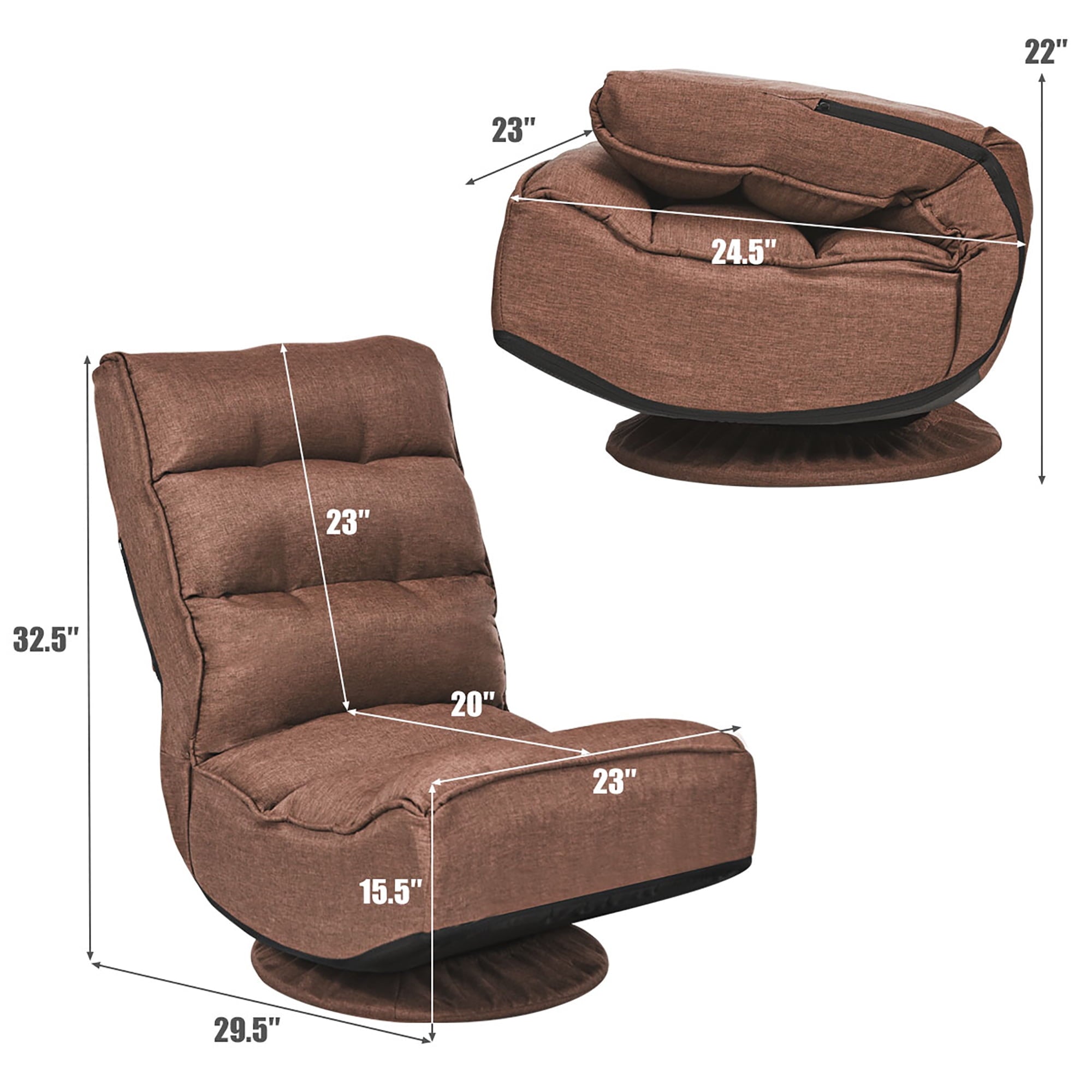 Costway  6-Position Folding Lazy Sofa  Gaming Chair Fabric  360 Degree Swivel Coffee