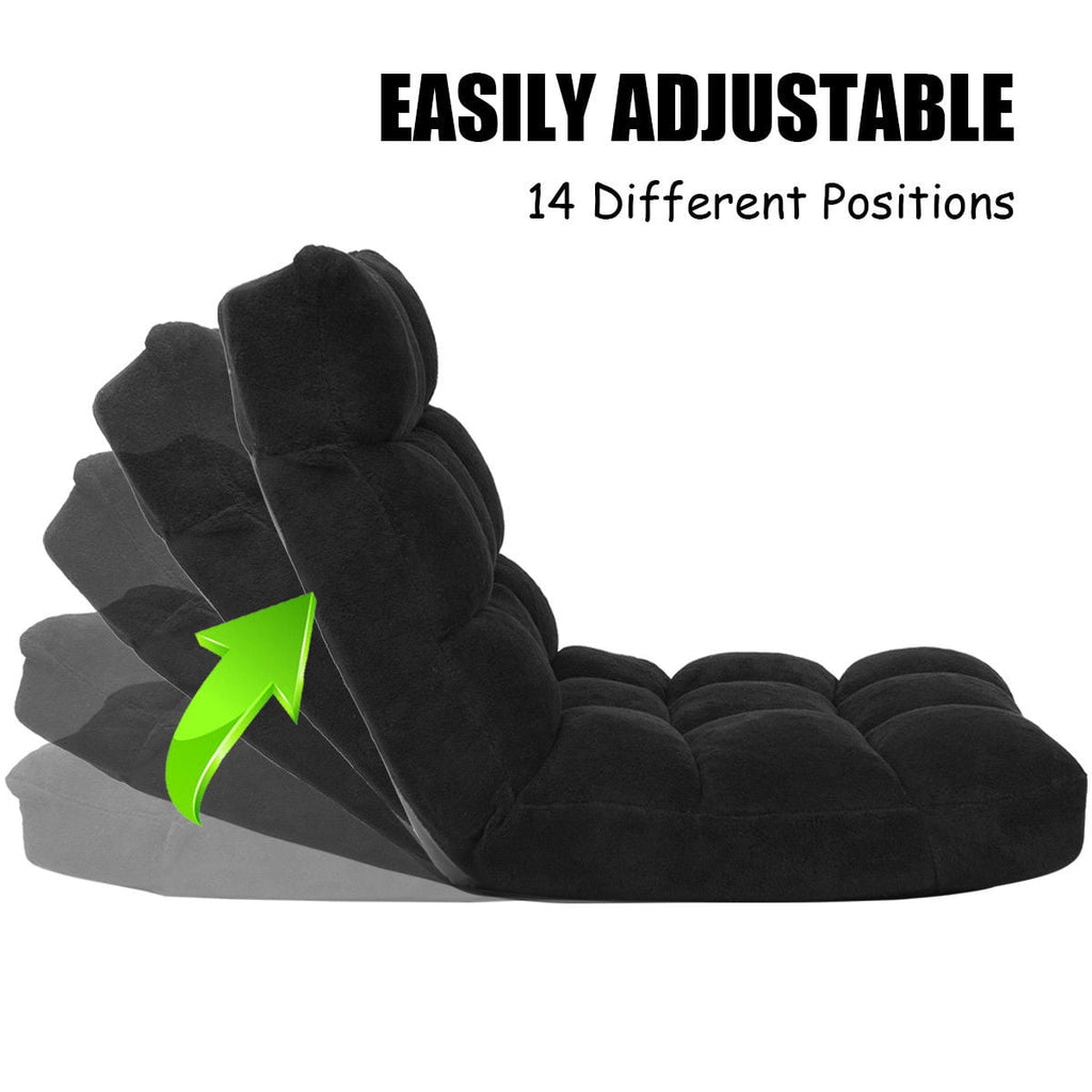 Topbuy Adjustable 14-Position Floor Chair ,Padded Gaming Chair Lazy Recliner Black