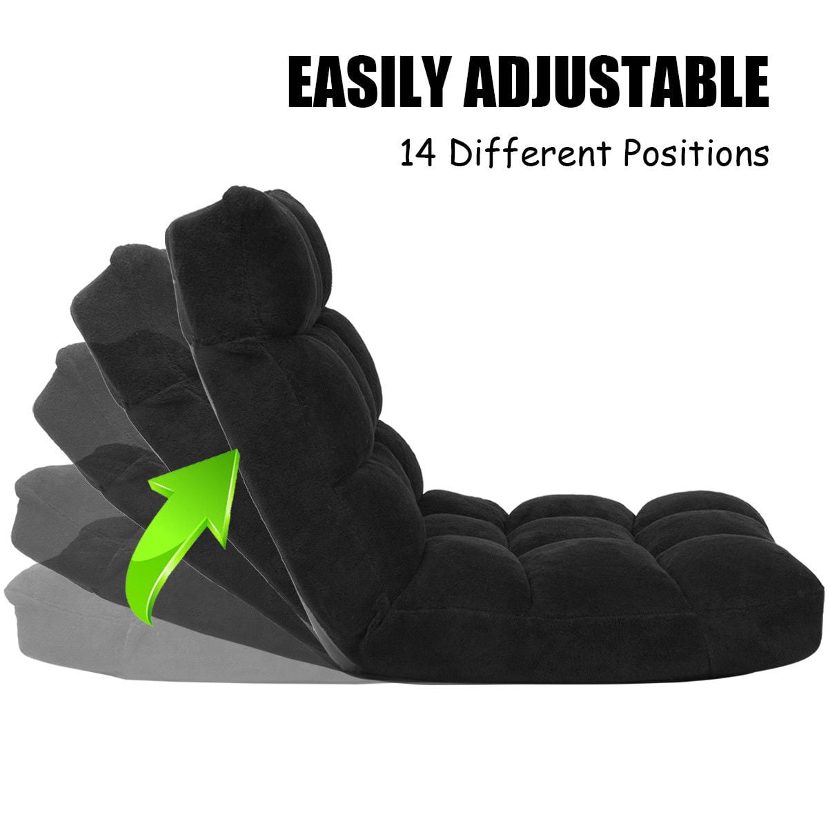 Topbuy Adjustable 14-Position Floor Chair ,Padded Gaming Chair Lazy Recliner Black