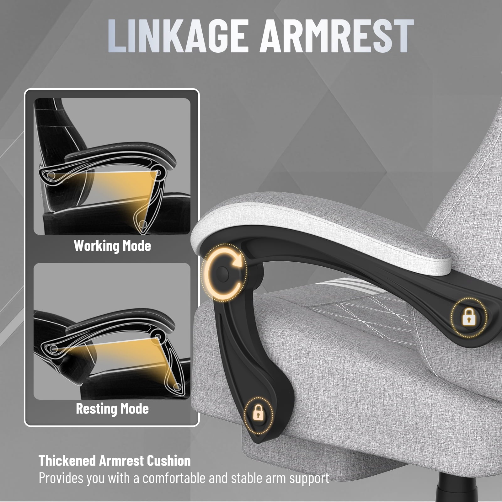 SOONTRANS Ergonomic Gaming Chair with Footrest, Adult Office Chair with Pocket Spring Cushion, Comfortable Gamer Game with Massage Lumbar Cushion Linen Fabric, Reclining Computer Chair, Grey & White