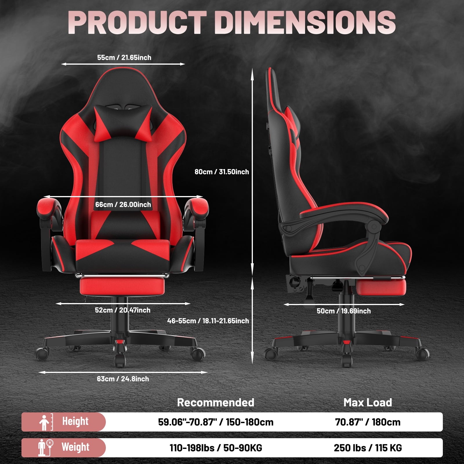 SOONTRANS Gaming Chair, High Back PU Leather Gamer Chair Game with Massage & Footrest, Reclining Ergonomic Computer Office Chair for Adults, Racing Style Video Game Chair, Red