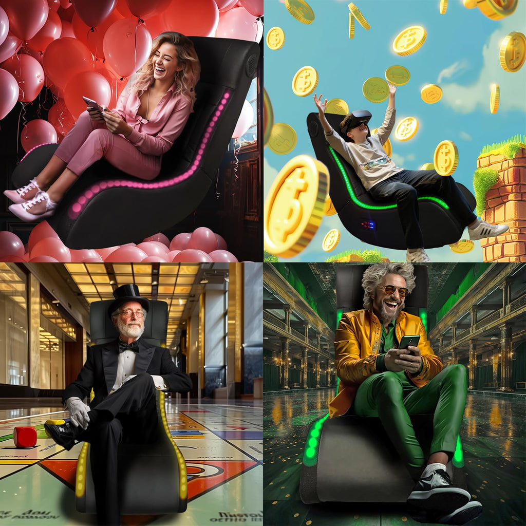 Deiokin Video Gaming Chair, Upgrade Floor Chair Rocker for Reading, Playing Video Games, Adjustable Foldable Backrest, Meditation Massage Rocker Chair