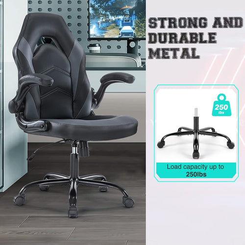 CONCETTA Gaming Desk Chair, Ergonomic PU Leather Height Adjustable Office Chairs for Adults , for Home Office ,Gray