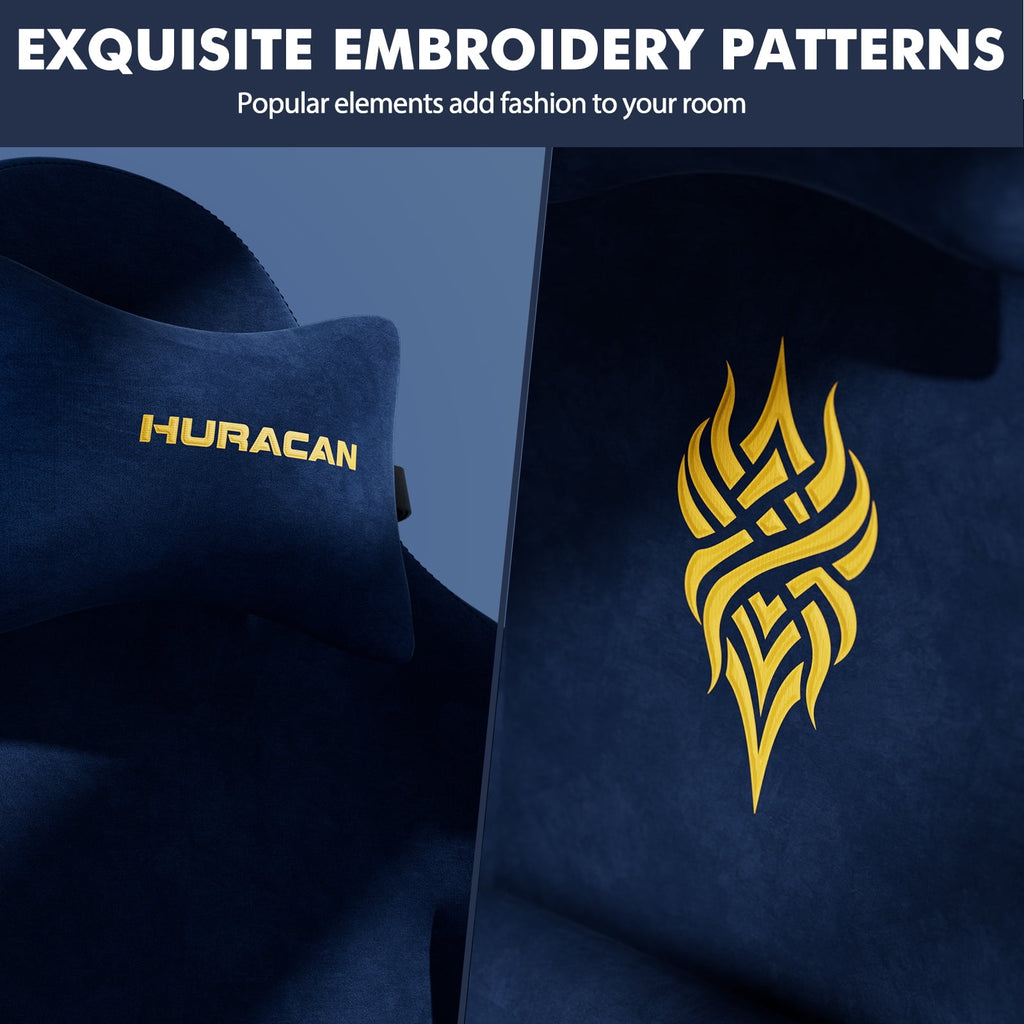 SOONTRANS Blue Gaming Chair for Adult, Velvet Fabric Ergonomic Comfortable Video Gamer Chair with Footrest, Reclining Office Computer Desk Game Chairs with Massage Lumbar Cushion, Headrest