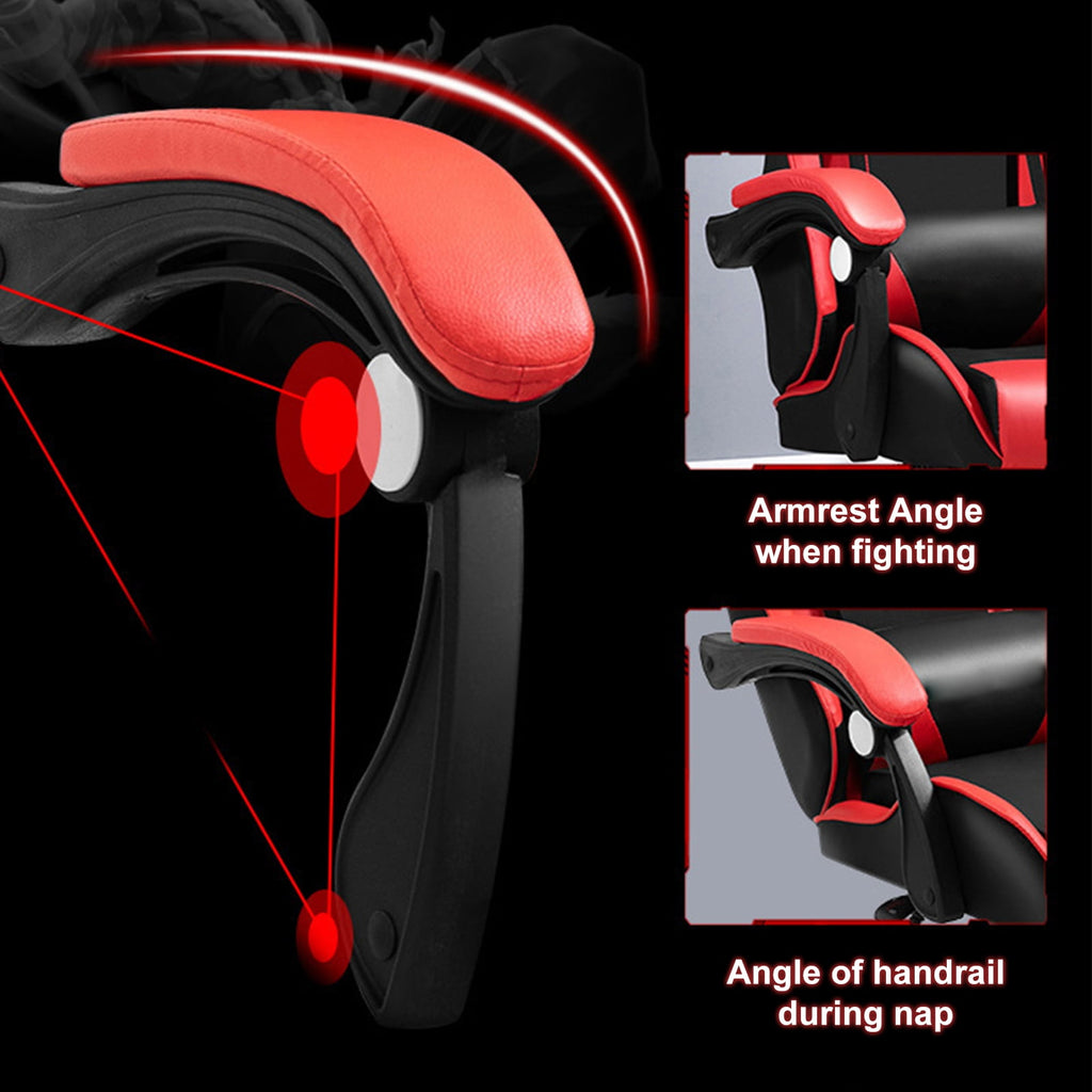 Zksm Gaming Chair with Speakers Lights Footrest Video Game Chair Bluetooth RGB Height Adjustable Ergonomic Computer Office Desk Chair Black Red